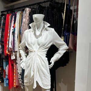 Elegant White Collared Dress